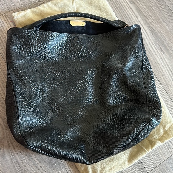 Burberry heritage check grain leather hobo - Picture 4 of 9